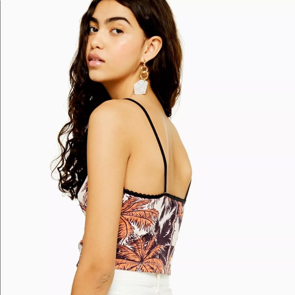 Topshop Summer Sale Palm Print Crop Mini Tank Top